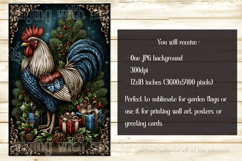 Christmas Garden Flag, Christmas Rooster Garden Flag, d7 Product Image 2