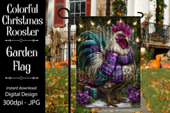 Christmas Garden Flag, Christmas Rooster Garden Flag, d8 Product Image 1