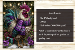 Christmas Garden Flag, Christmas Rooster Garden Flag, d8 Product Image 2