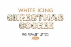 Christmas Cookie alphabet white icing holly - 26 PNG letters Product Image 1