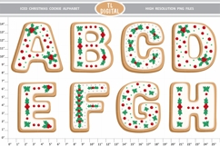 Christmas Cookie alphabet white icing holly - 26 PNG letters Product Image 4