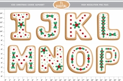 Christmas Cookie alphabet white icing holly - 26 PNG letters Product Image 5