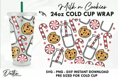 Christmas Milk n Cookies Starbucks Wrap SVG | 24oz Cold Cup Product Image 1