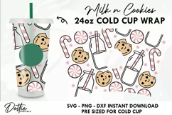 Christmas Milk And Cookies Wrap SVG | 24oz Drink Cold Cup Product Image 1