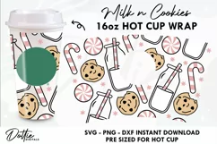 Christmas Milk And Cookies Starbucks Hot Cup Wrap SVG 16oz Product Image 1