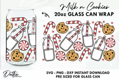 Festive Milk n Cookies Libbey Glass Can Wrap SVG 20oz Cup Product Image 1
