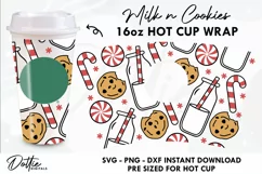 Christmas Milk n Cookies Starbucks Hot Cup Wrap SVG 16oz Product Image 1