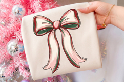 Christmas Coquette Bow Png, Retro Christmas Shirt Png Product Image 2