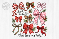 Christmas Coquette Bows and Holly PNG Design Product Image 1
