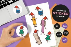 Stationery in Christmas Costume for Sticker Pack Product Image 1