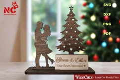 Romantic Christmas Tree Laser Cut File, Couple Love Sign SVG Product Image 1