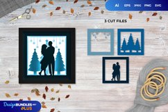 3D Shadowbox Couple Celebrating Christmas Layered Papercut Product Image 1