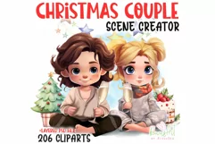 Christmas Couple in Pajamas, Christmas family scene creator Product Image 10