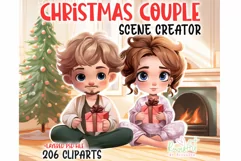 Christmas Couple in Pajamas, Christmas family scene creator Product Image 1