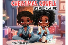 Christmas Couple in Pajamas, Christmas family scene creator Product Image 11