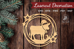 Christmas Cow Lasercut Round SVG Product Image 1