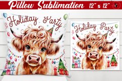 Pillow sublimation | Christmas Highland Cow | Christmas Product Image 1