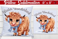 Pillow sublimation | Christmas Highland Cow | Christmas Product Image 1