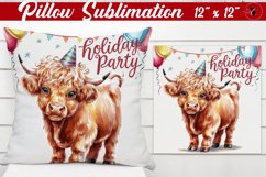 Pillow sublimation | Christmas Highland Cow | Christmas Product Image 1