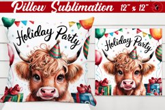 Pillow sublimation | Christmas Highland Cow | Christmas Product Image 1