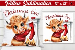 Pillow sublimation | Christmas Highland Cow | Christmas Product Image 1