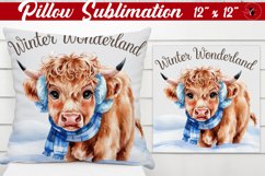 Pillow sublimation | Christmas Highland Cow | Christmas Product Image 1