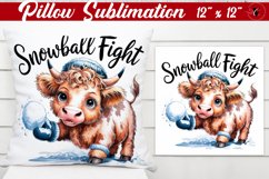 Pillow sublimation | Christmas Highland Cow | Christmas Product Image 1