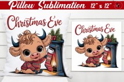 Pillow sublimation | Christmas Highland Cow | Christmas Product Image 1