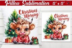Pillow sublimation | Christmas Highland Cow | Christmas Product Image 1