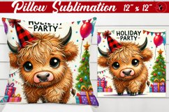 Pillow sublimation | Christmas Highland Cow | Christmas Product Image 1