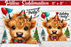 Pillow sublimation | Christmas Highland Cow | Christmas Product Image 1