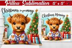 Pillow sublimation | Christmas Highland Cow | Christmas Product Image 1