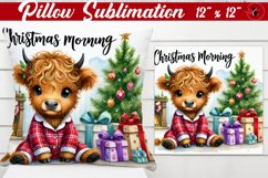 Pillow sublimation | Christmas Highland Cow | Christmas Product Image 1