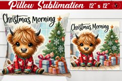 Pillow sublimation | Christmas Highland Cow | Christmas Product Image 1