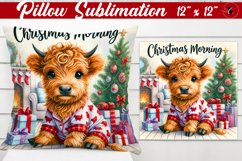 Pillow sublimation | Christmas Highland Cow | Christmas Product Image 1