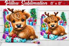 Pillow sublimation | Christmas Highland Cow | Christmas Product Image 1