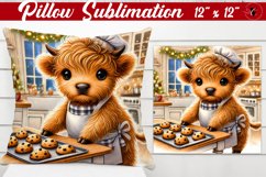 Pillow sublimation | Christmas Highland Cow | Christmas Product Image 1