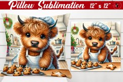 Pillow sublimation | Christmas Highland Cow | Christmas Product Image 1