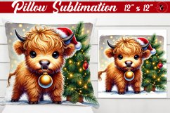 Pillow sublimation | Christmas Highland Cow | Christmas Product Image 1