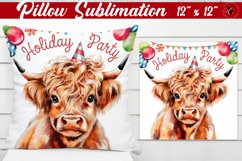 Pillow sublimation | Christmas Highland Cow | Christmas Product Image 1