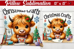 Pillow sublimation | Christmas Highland Cow | Christmas Product Image 1
