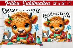 Pillow sublimation | Christmas Highland Cow | Christmas Product Image 1