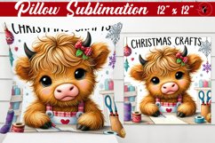 Pillow sublimation | Christmas Highland Cow | Christmas Product Image 1