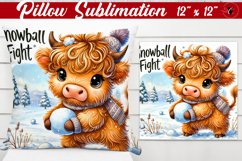 Pillow sublimation | Christmas Highland Cow | Christmas Product Image 1