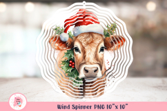 Christmas Cow Wind Spinner, Door Hanger Png, Keychain Png, Christmas Sublimation Png 