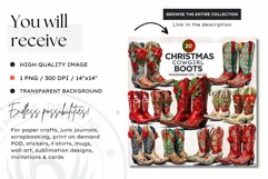 Christmas Cowgirl Boots Clipart PNG - Western Art Product Image 2