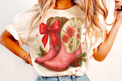 Christmas Cowboy Boots PNG, Country Christmas PNG, Western Product Image 2