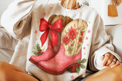 Christmas Cowboy Boots PNG, Country Christmas PNG, Western Product Image 3
