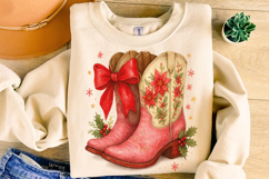 Christmas Cowboy Boots PNG, Country Christmas PNG, Western Product Image 4
