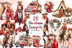 Christmas Cowgirls Watercolor Clipart Product Image 1